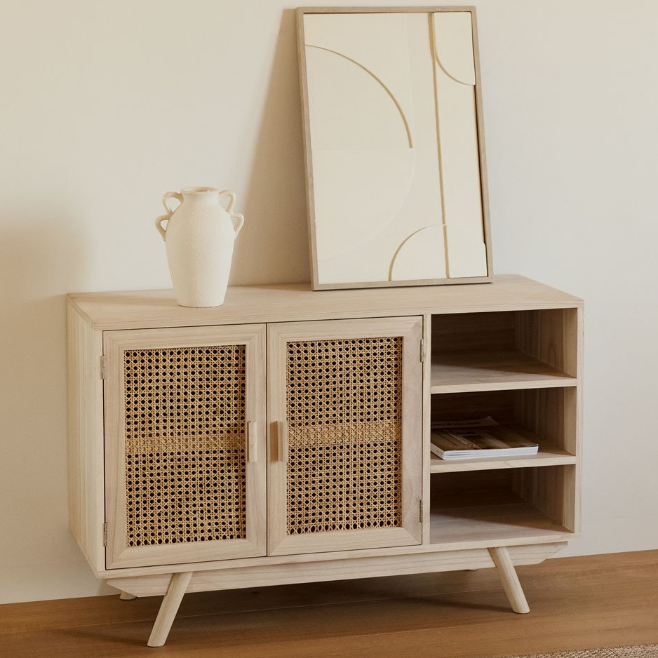 Spintelė su 2 lentynomis RELDU, paulovnijos medžio