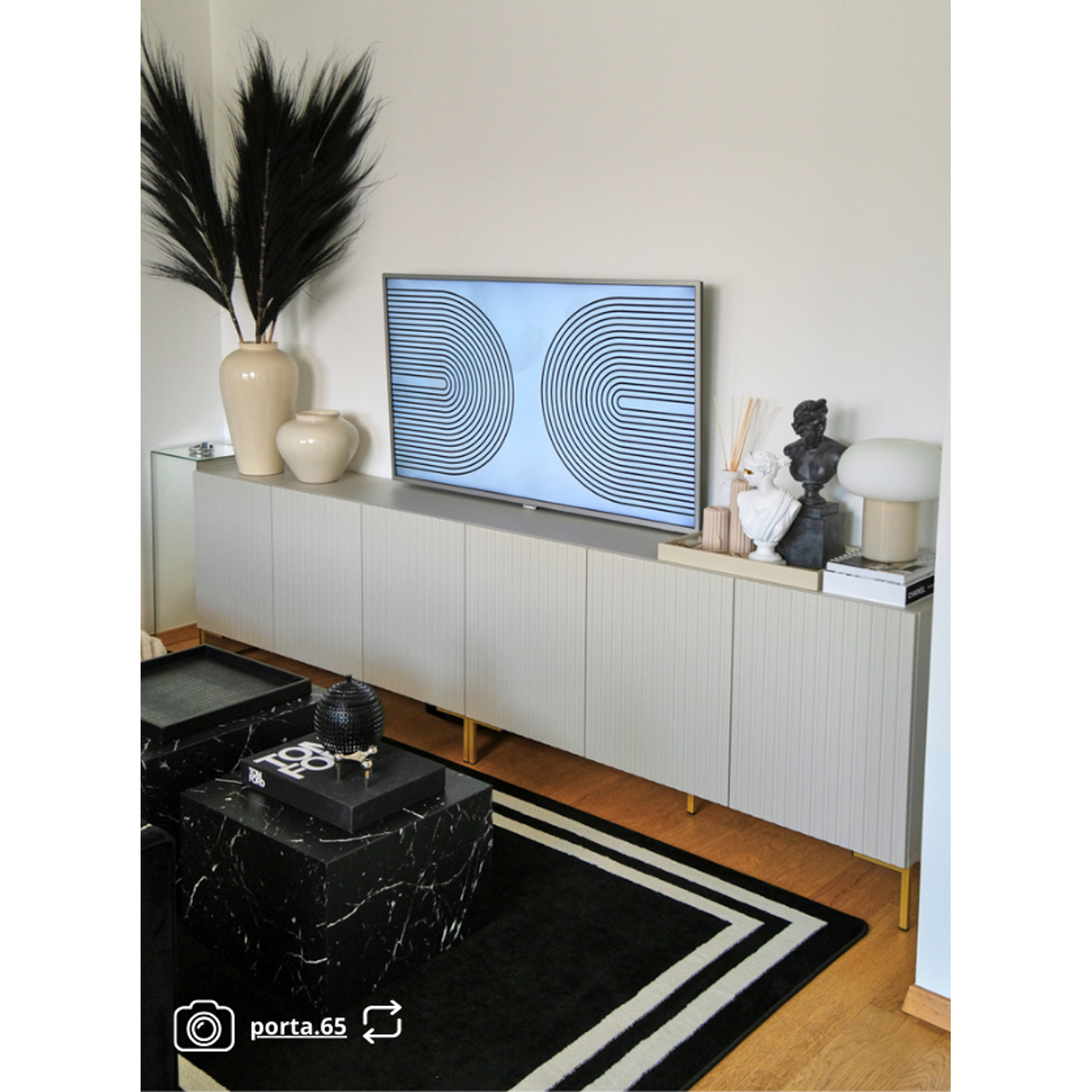 Komoda LAMMELO, pilkai smėlinė, 140 cm