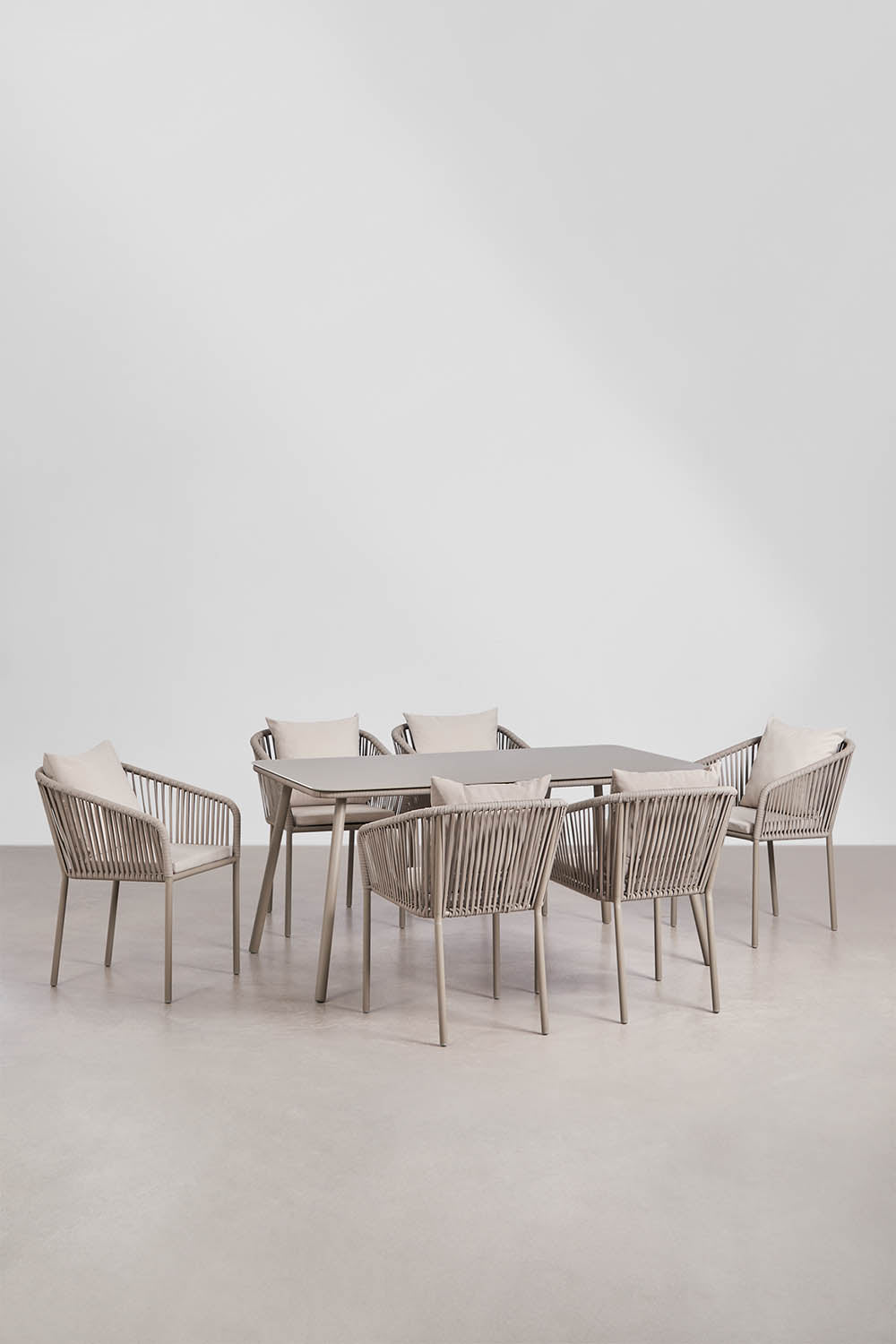 Komplektas AGNES Classic, 160x90 cm, 6 kėdės, moka ruda