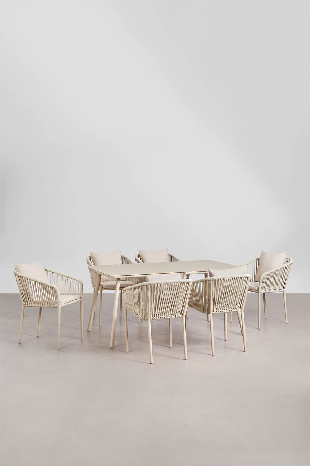Komplekts AGNES Classic, 160x90 cm, 6 krēsli, smilšbalts