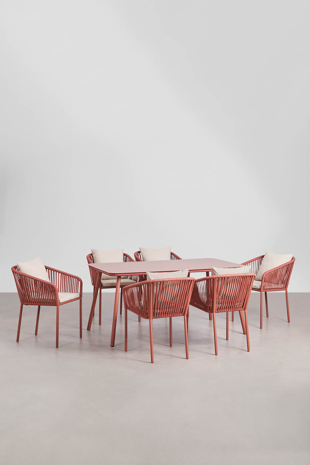 Komplektas AGNES Classic, 160x90 cm, 6 kėdės, terakota