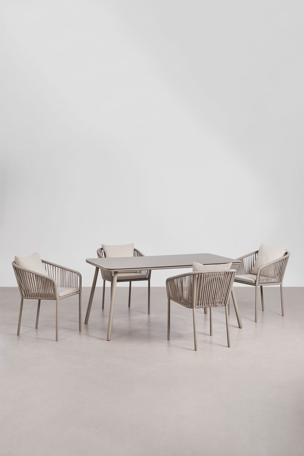 Komplektas AGNES Classic, stalas 160x90 cm, 4 kėdės, moka ruda