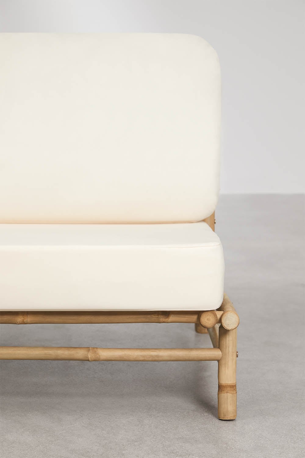 Komplekts BAMBUS, atpūtas krēsls, pufs un galdiņš, balts