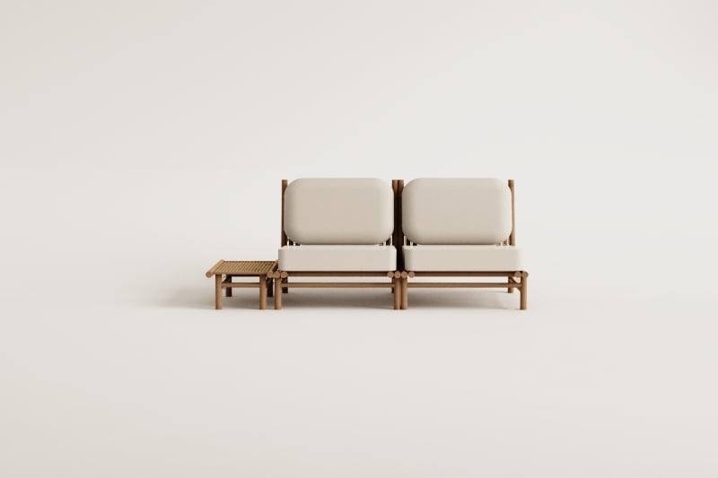BAMBUS set, sofa and side table, mocha brown