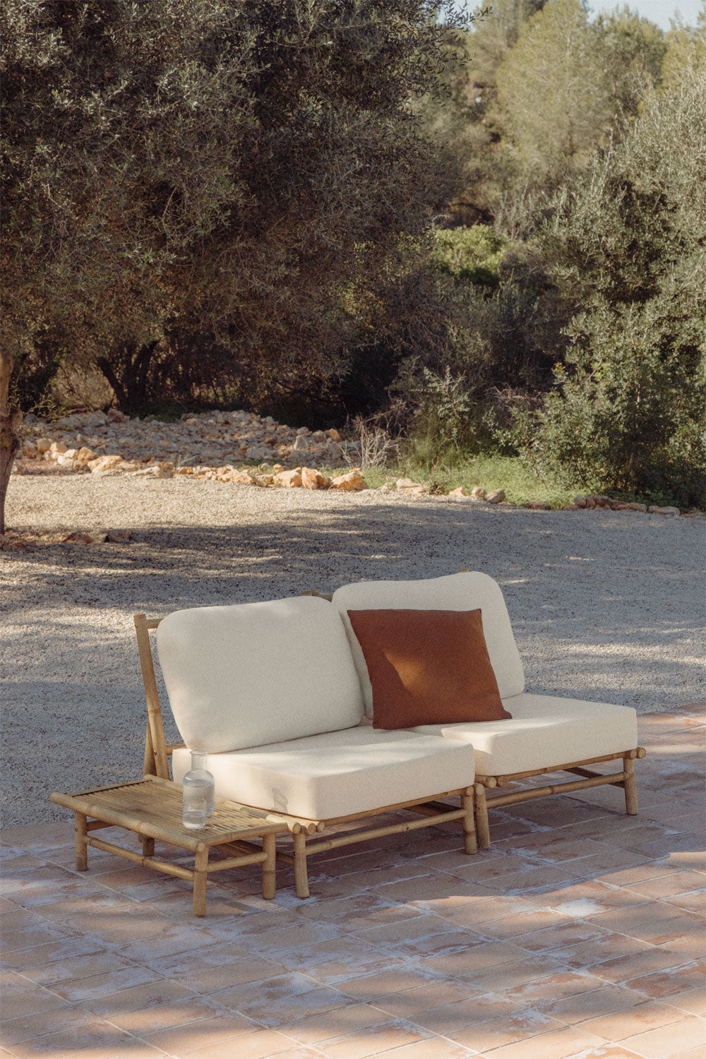BAMBUS set, sofa and side table, mocha brown