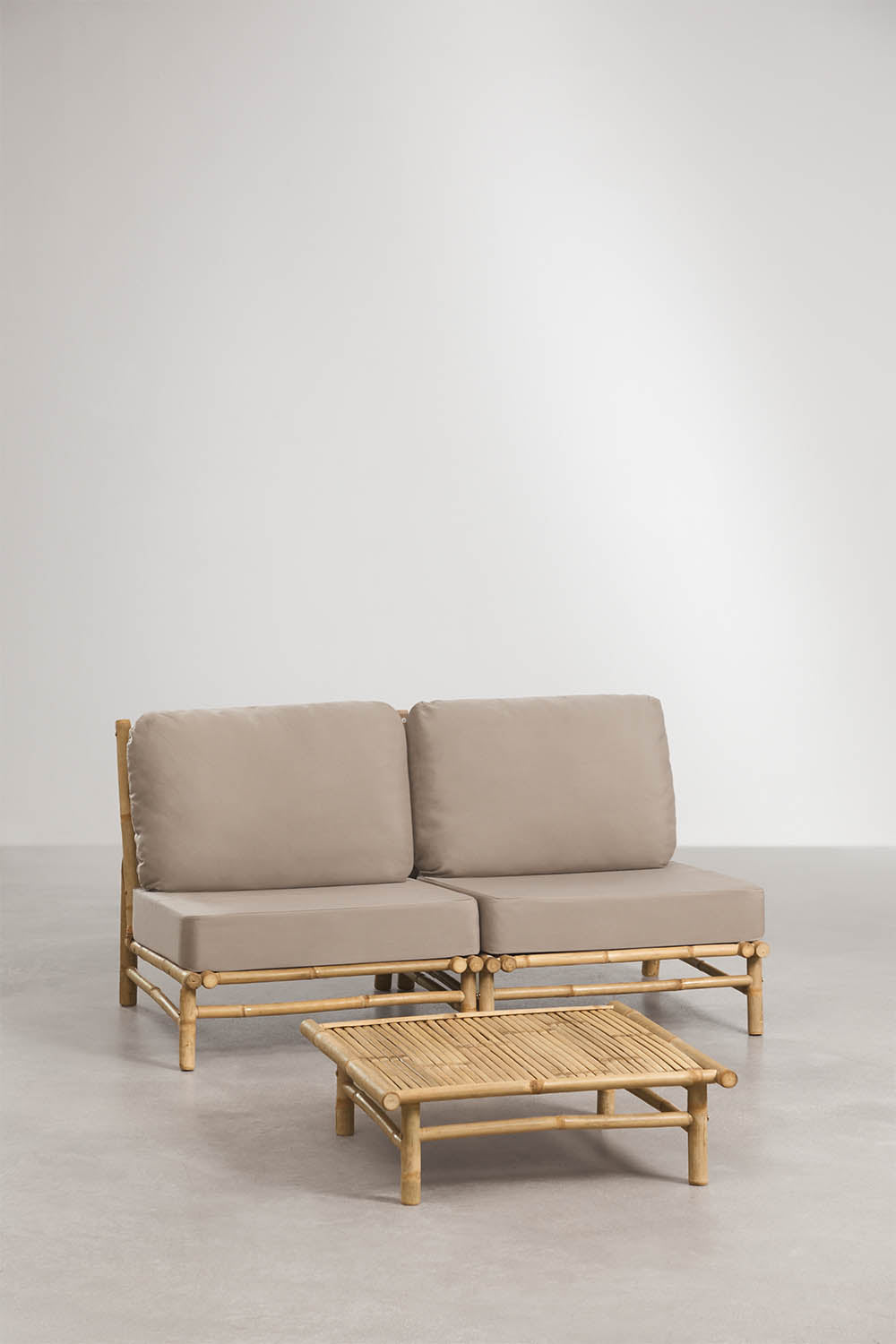 BAMBOO set, sofa and coffee table, mocha brown