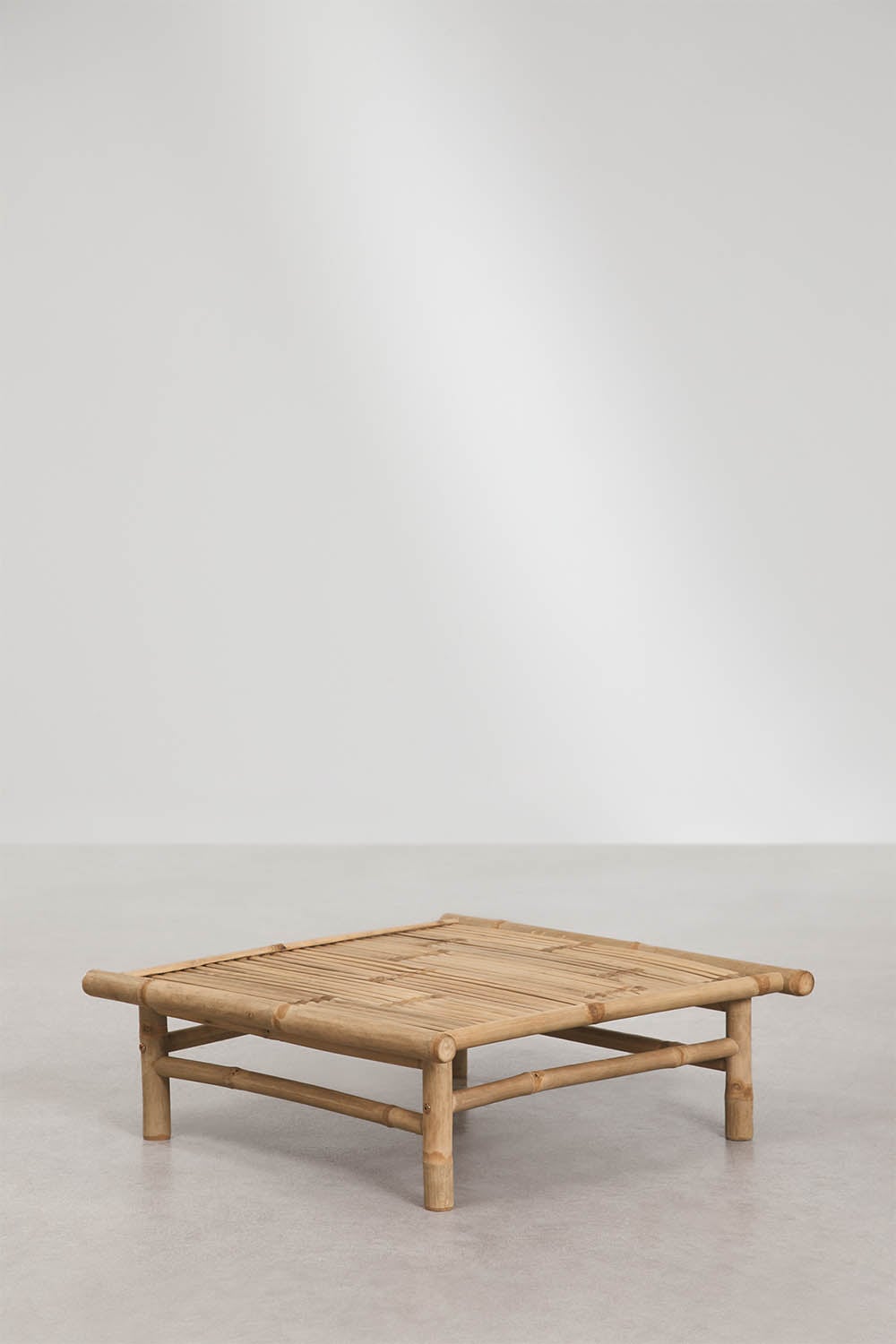 Komplektas BAMBUS, sofa, pufas ir staliukas, mokos ruda
