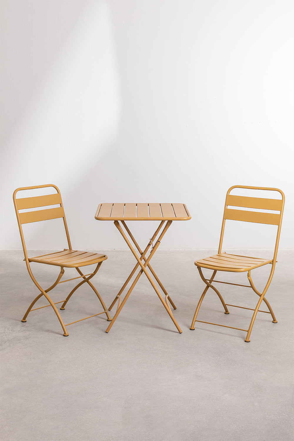 COLORO set, table and 2 chairs, mustard yellow