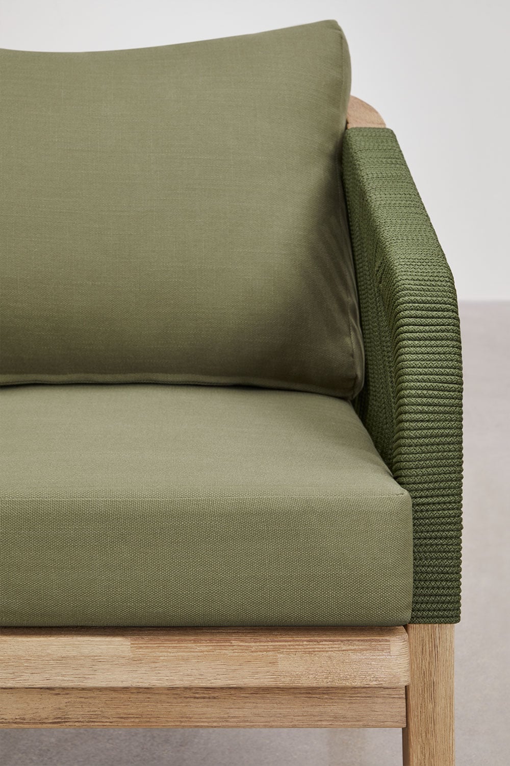 Komplektas DEXTER, sofa, 2 foteliai ir staliukas, kariuomenės žalia