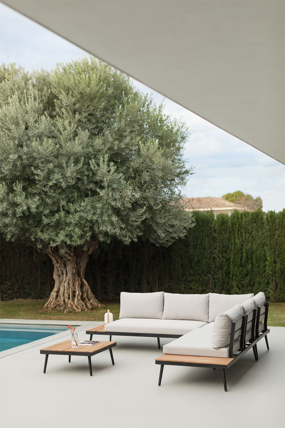 Komplektas KAMPINO, kampinė sofa, juoda