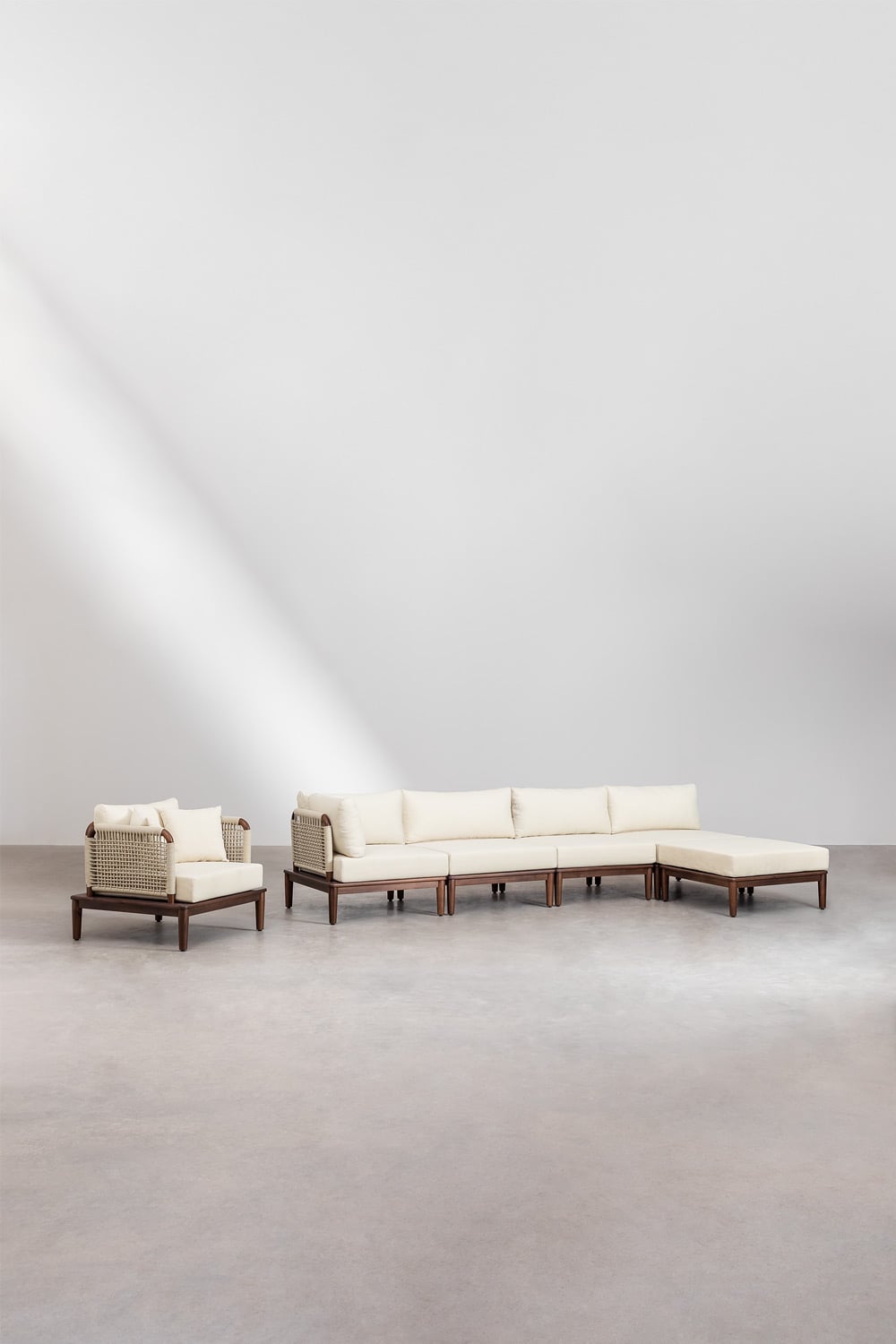 Komplektas MODENA, sofa, pufas ir fotelis (7 vietų)