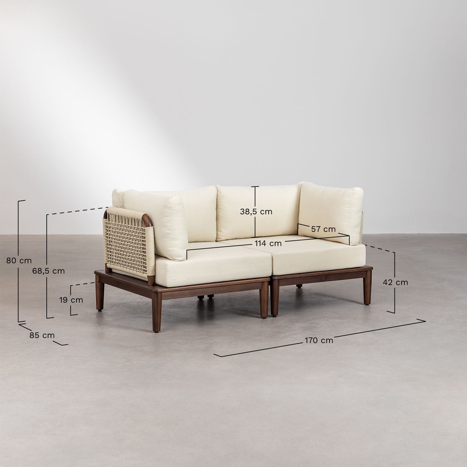 Komplektas MODENA, sofa, pufas ir staliukas