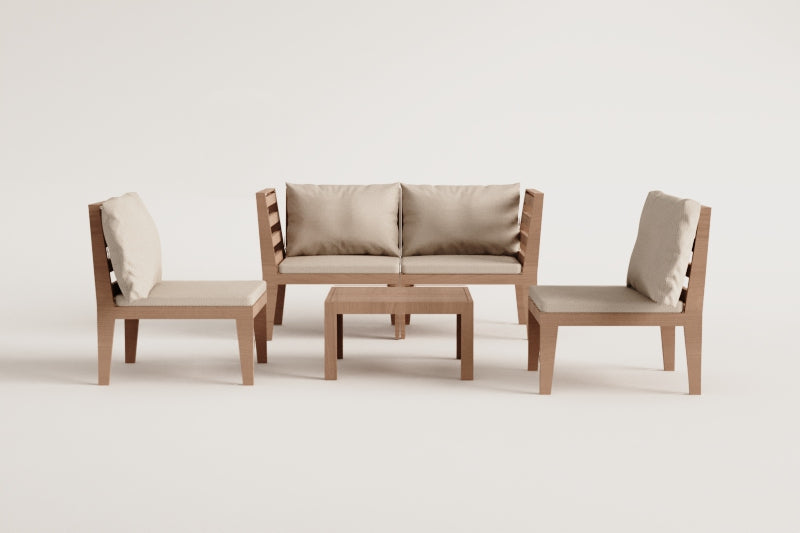 MODULO set, 4 pieces with table, white