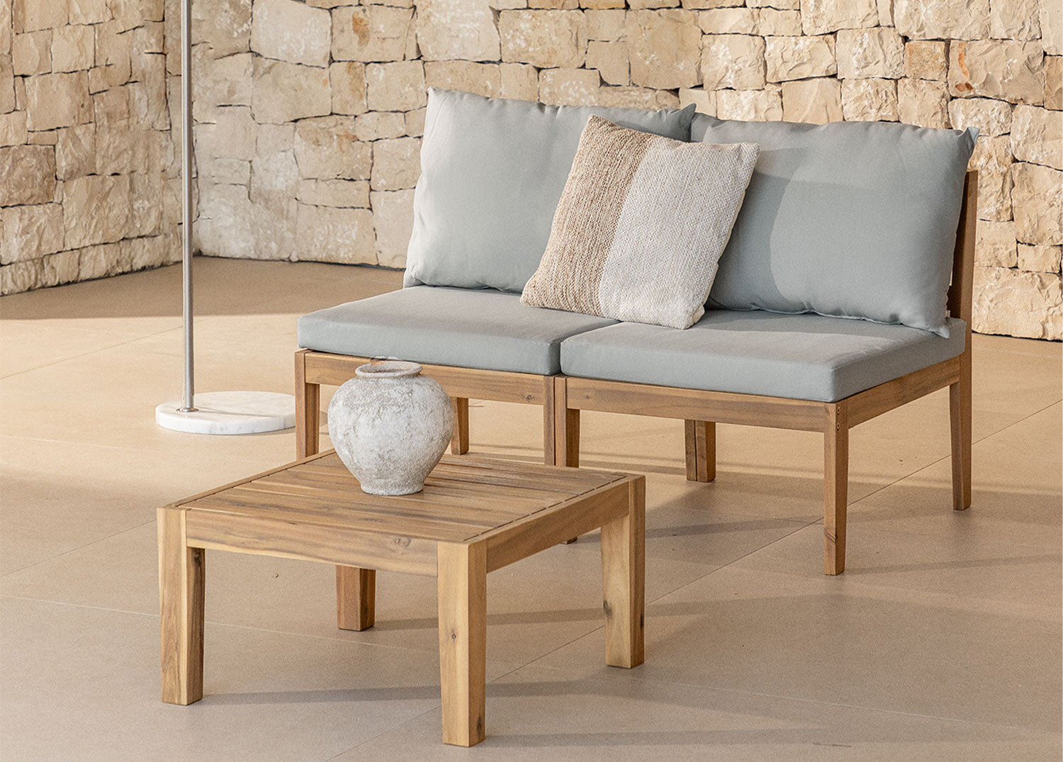 Komplektas MODULO, sofa ir staliukas, pilkas