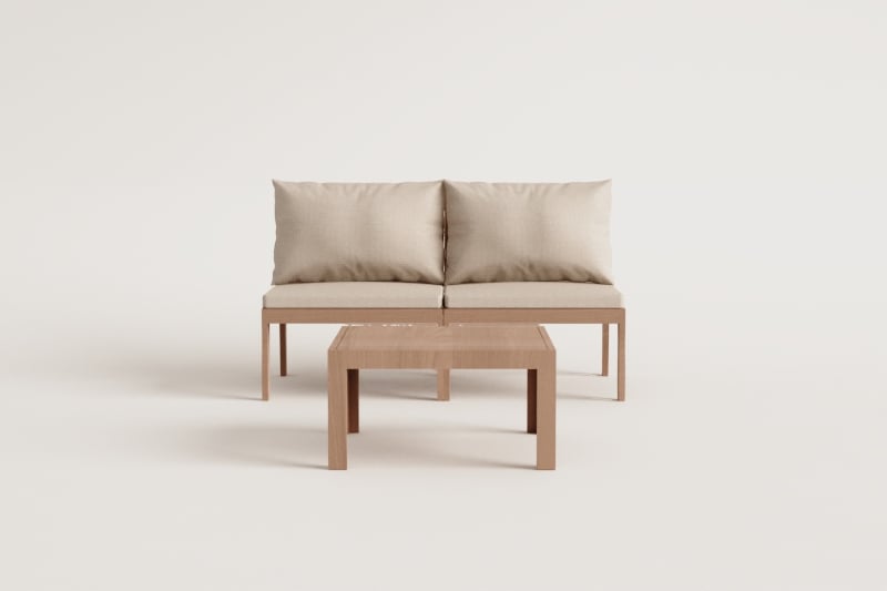Komplektas MODULO, sofa ir staliukas, pilkas
