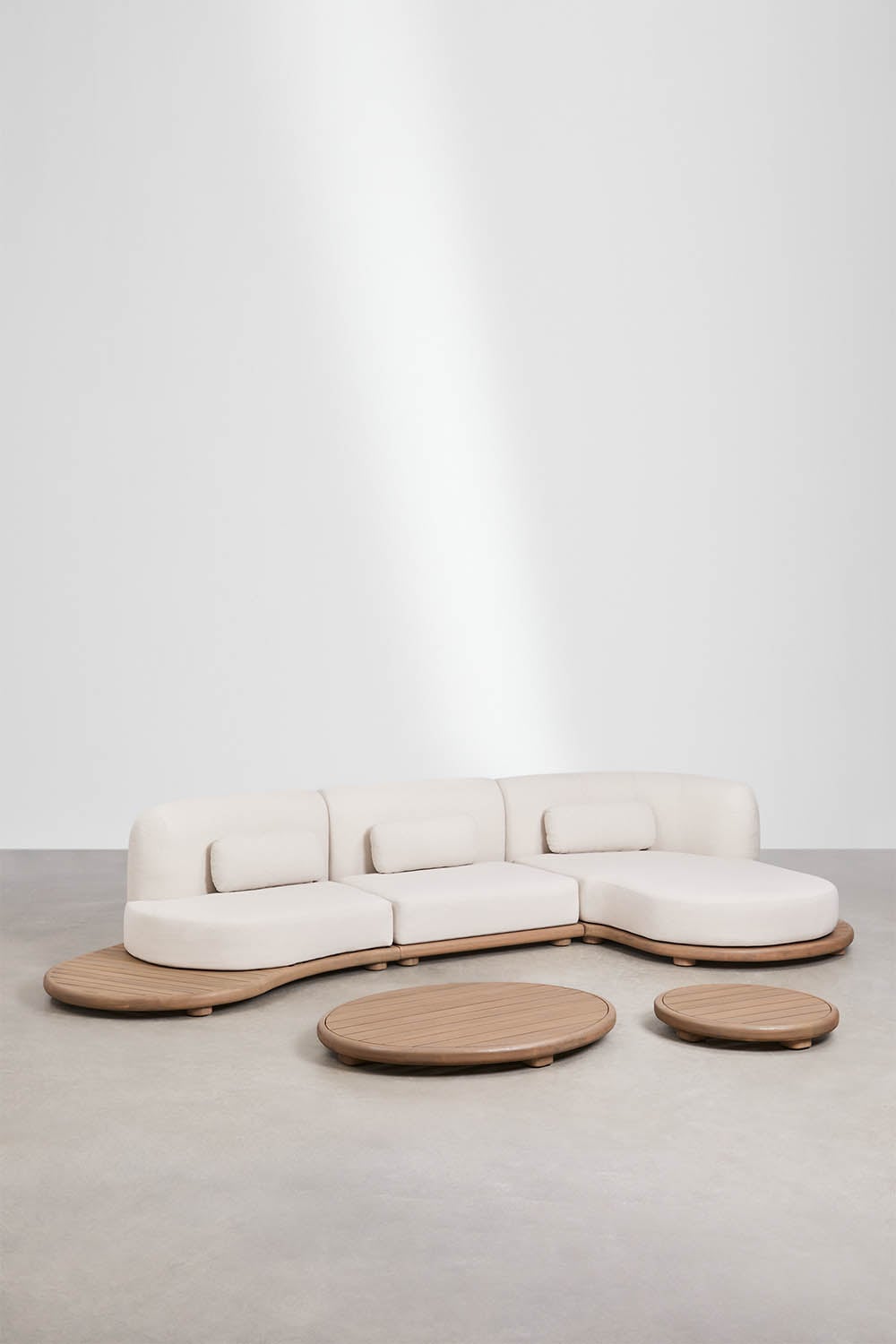 Komplektas NEXO, sofa su šezlongu ir 2 staliukai