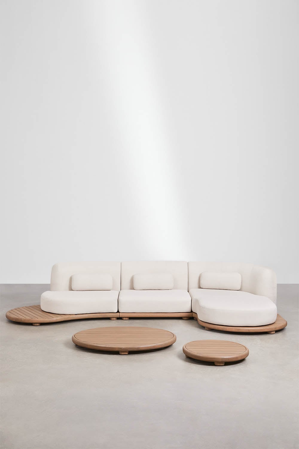 Komplektas NEXO, sofa su šezlongu ir 2 staliukai