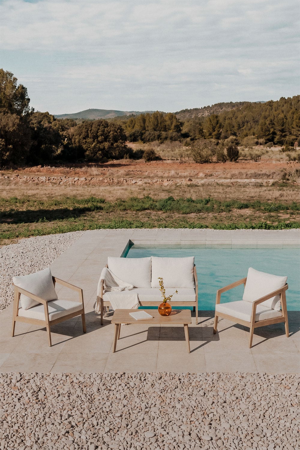 Komplektas VIRVO, sofa, 2 foteliai ir staliukas, šviesus (1 var.)