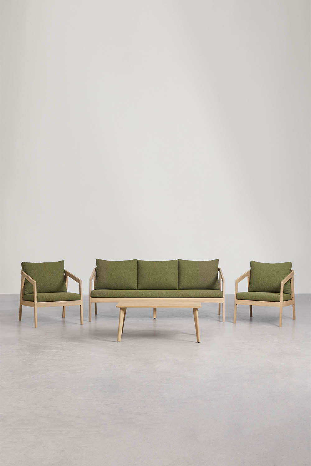 Komplektas VIRVO, sofa, 2 foteliai ir staliukas, šviesus (4 var.)