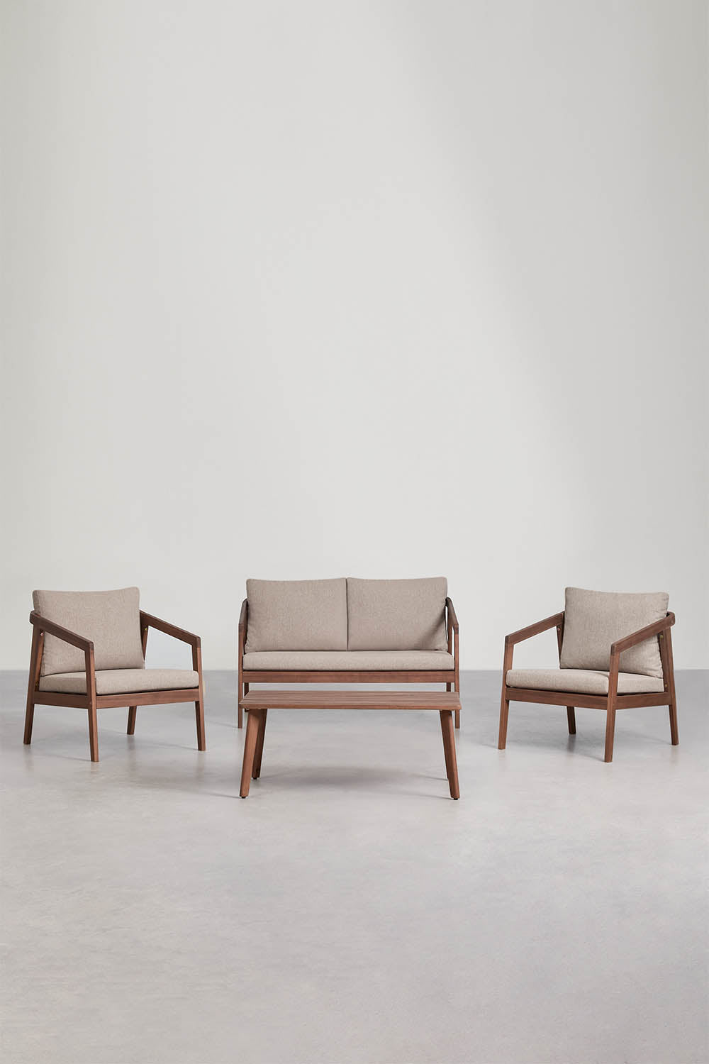 Komplektas VIRVO, sofa, 2 foteliai ir staliukas, tamsus (1 var.)