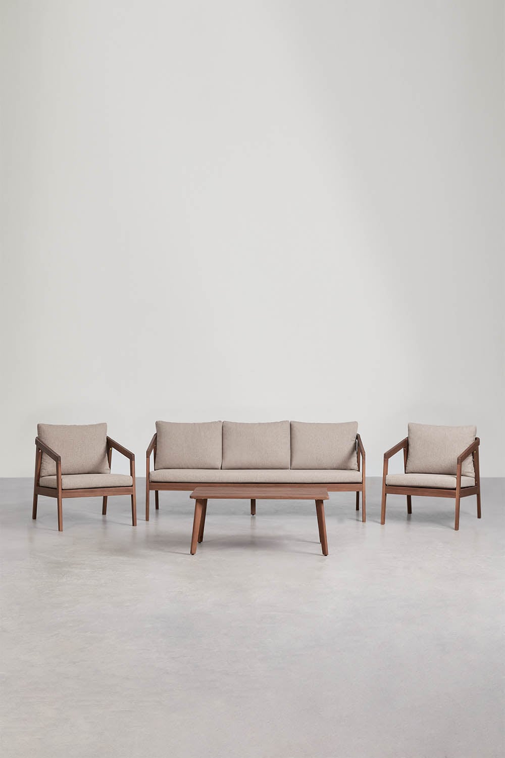 Komplektas VIRVO, sofa, 2 foteliai ir staliukas, tamsus (2 var.)