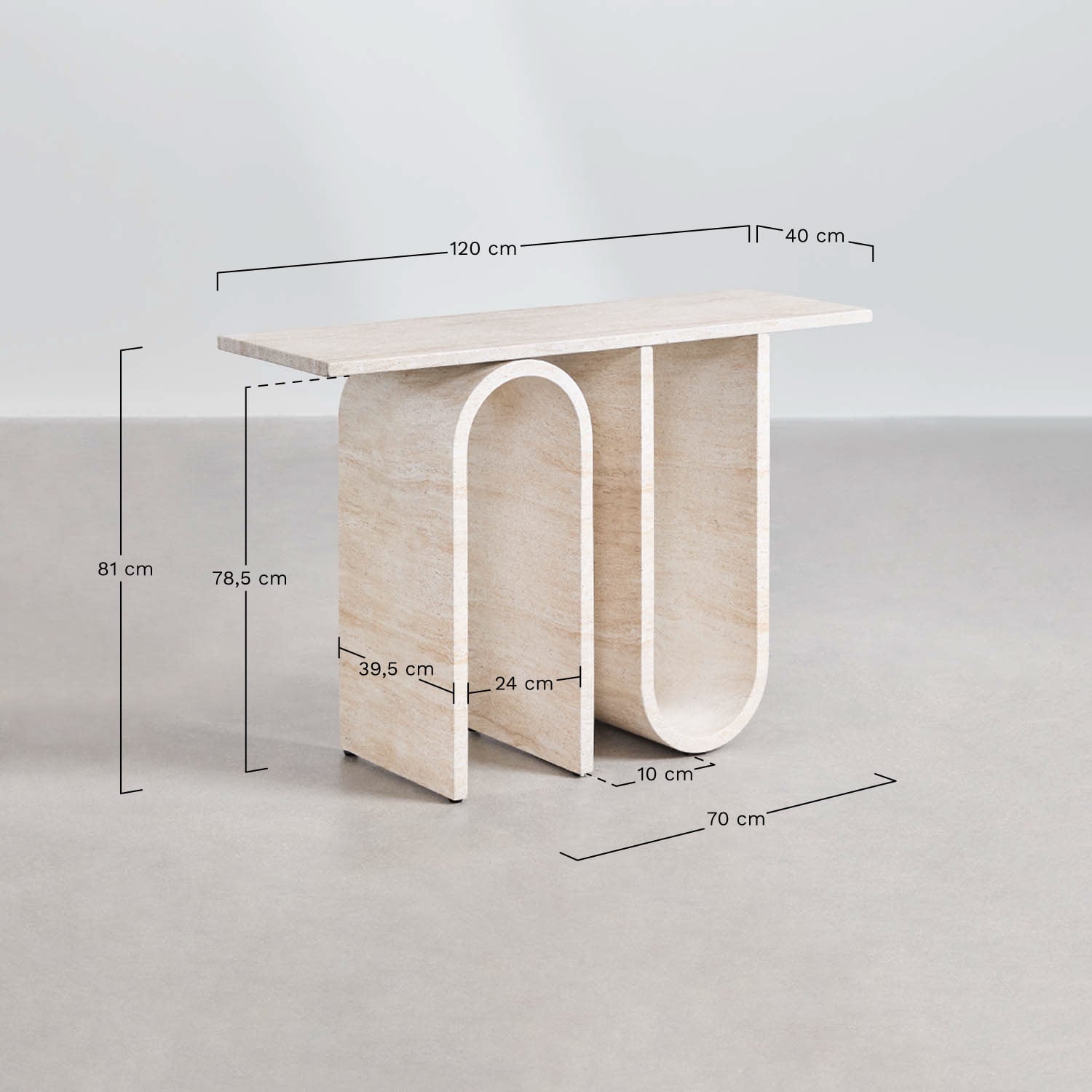 Lauko konsolė KANTERA, travertino efektas