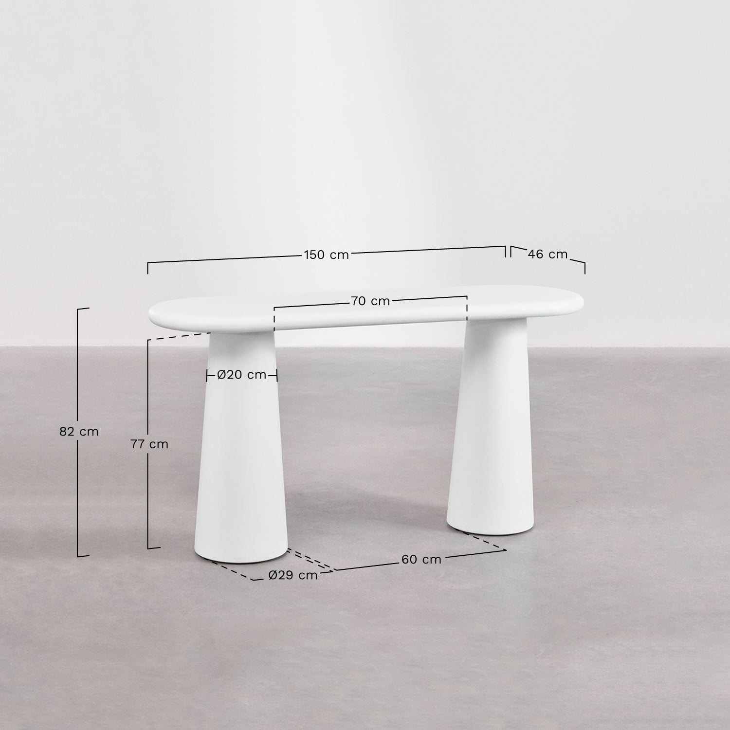 Lauko konsolė BETALO, balta cementinė