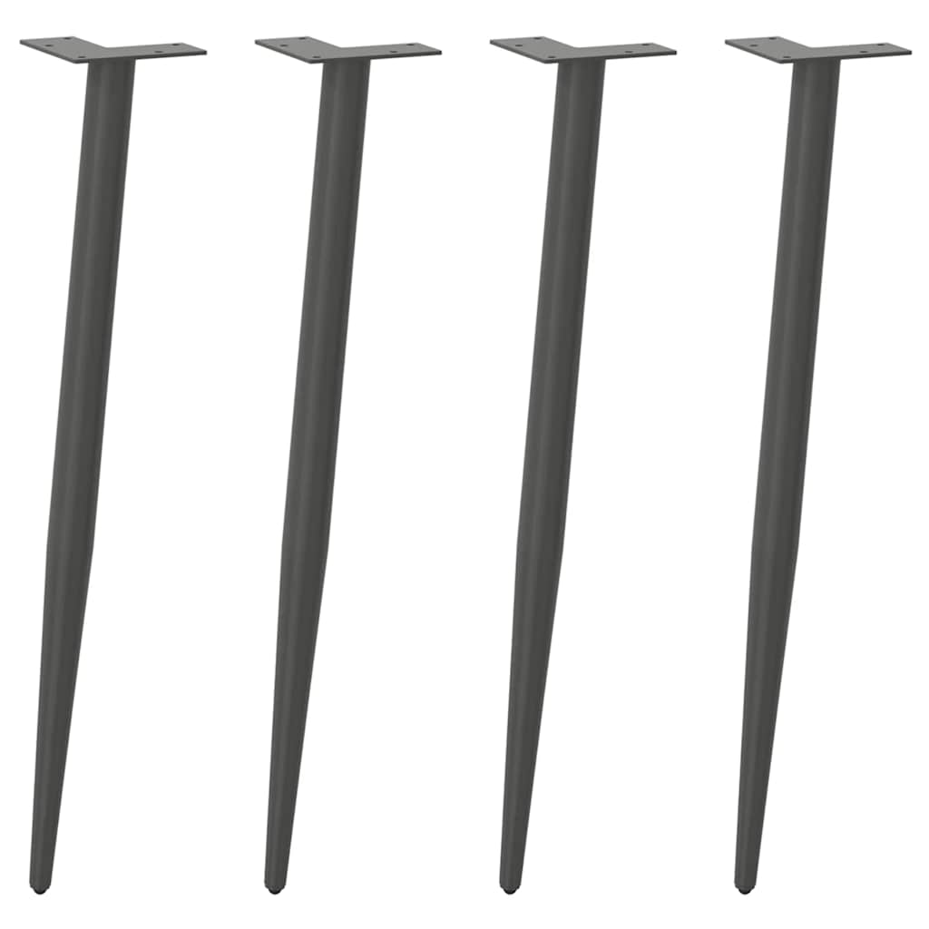 Konsolinio staliuko kojelės, 4 vnt., antracito spalvos, 72 - 73 cm, plienas, kūginės formos - Namų Idėja