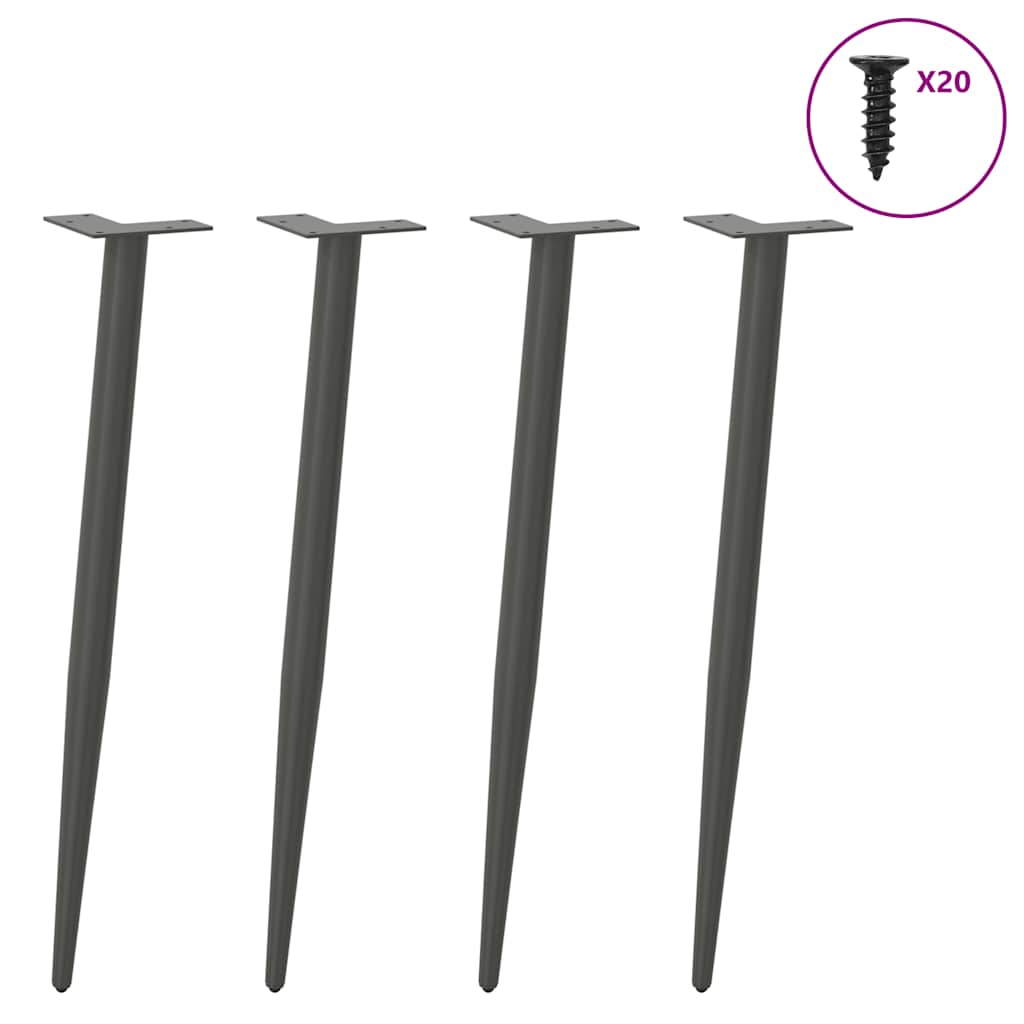 Konsolinio staliuko kojelės, 4 vnt., antracito spalvos, 72 - 73 cm, plienas, kūginės formos - Namų Idėja