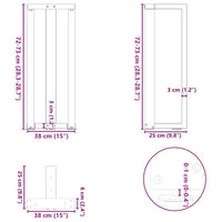 Konsolinio staliuko kojelės, T formos, 2 vnt., juodos, 38x25x(72 - 73) cm, plienas - Namų Idėja