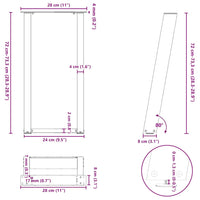 Konsolinio stalo kojelės, U formos, 2 vnt., baltos, 28x(72 - 73) cm, plienas - Namų Idėja