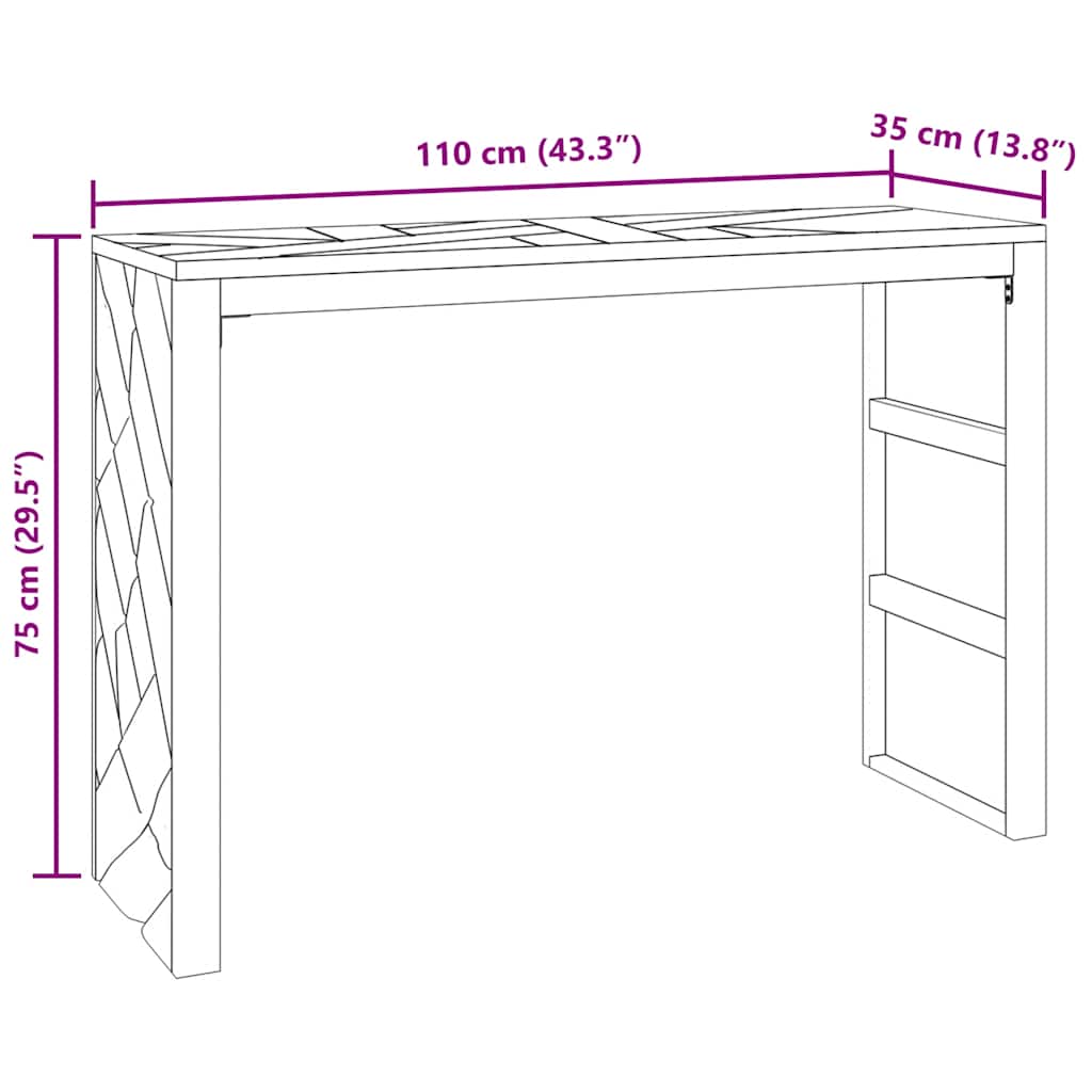 konsolinis stalas 110x35x75 cm medžio masyvo tiko - Namų Idėja
