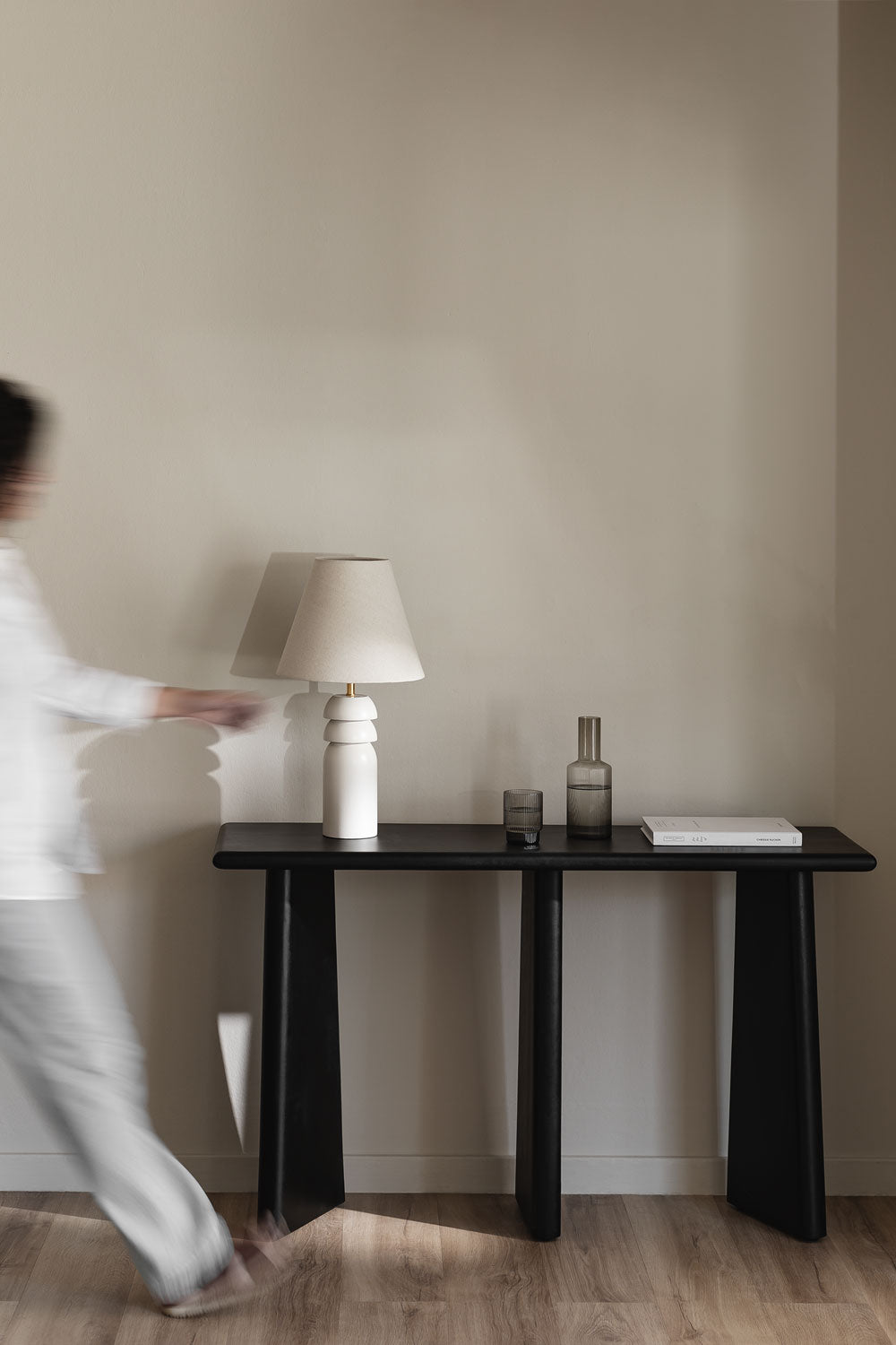 AMBYL console table, acacia wood, black