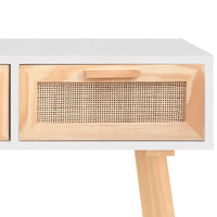 Konsolinis staliukas, baltas, 105x30x75cm, pušis ir ratanas - Namų Idėja