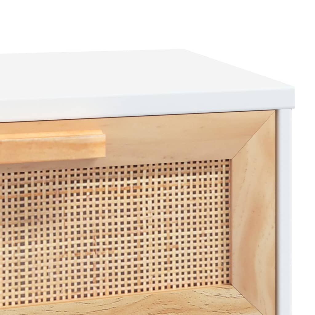 Konsolinis staliukas, baltas, 80x30x75cm, pušis ir ratanas - Namų Idėja