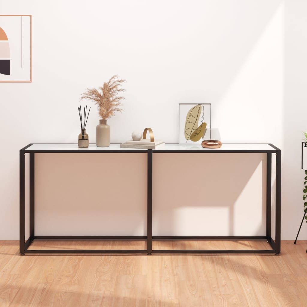 Konsolinis staliukas, balto marmuro, 180x35x75,5cm, stiklas - Namų Idėja