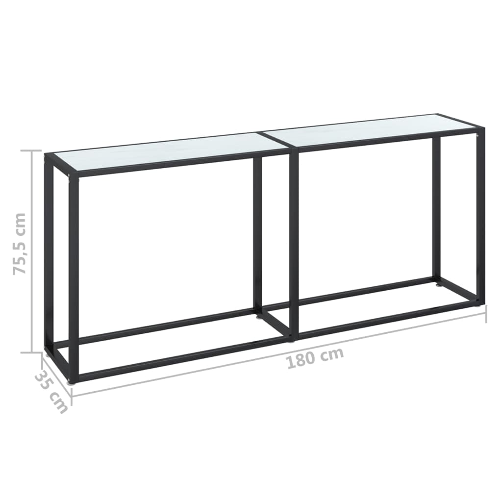 Konsolinis staliukas, balto marmuro, 180x35x75,5cm, stiklas - Namų Idėja