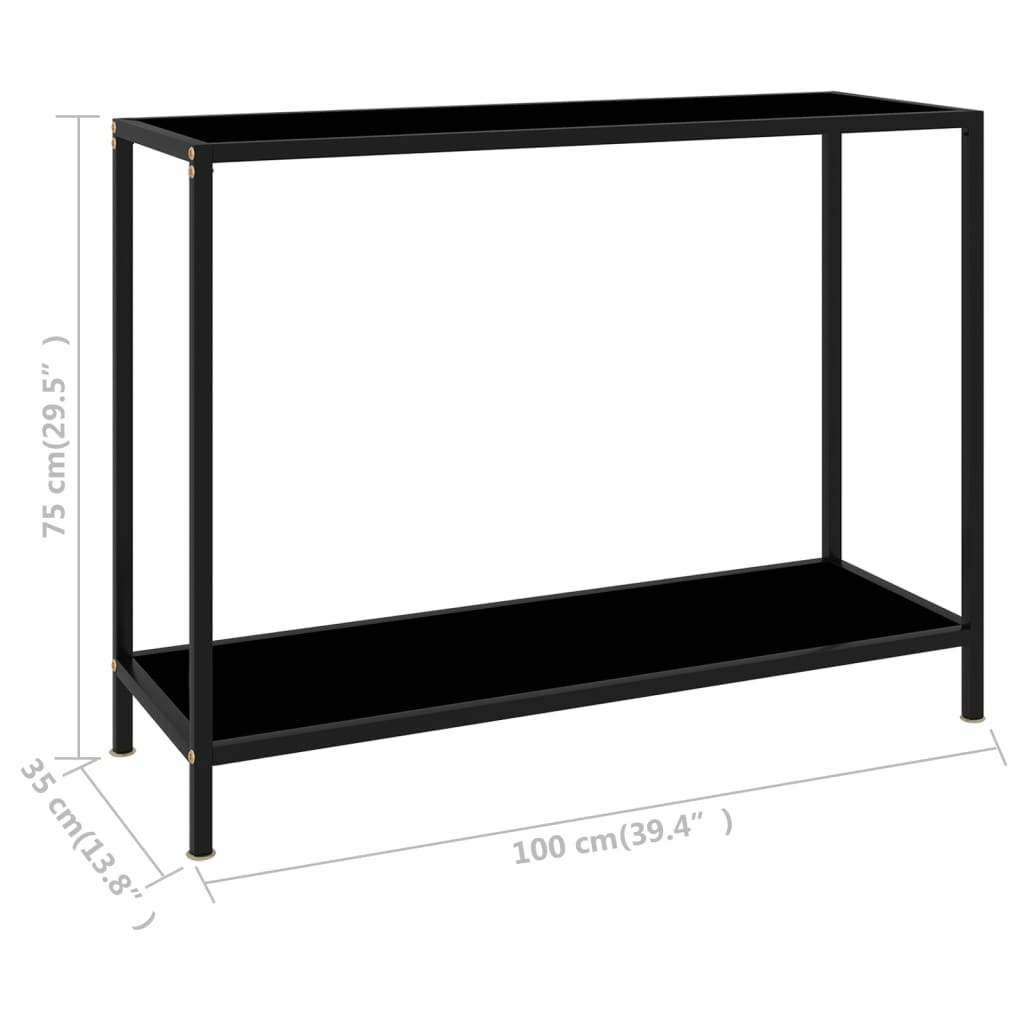 Konsolinis staliukas, juodas, 100x35x75cm, grūdintas stiklas - Namų Idėja