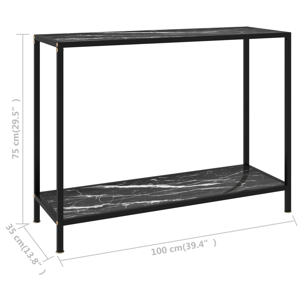 Konsolinis staliukas, juodas, 100x35x75cm, grūdintas stiklas - Namų Idėja