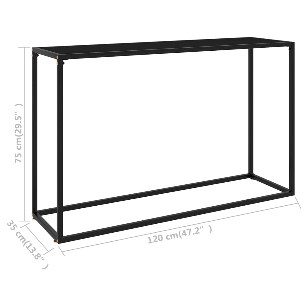 Konsolinis staliukas, juodas, 120x35x75cm, grūdintas stiklas - Namų Idėja