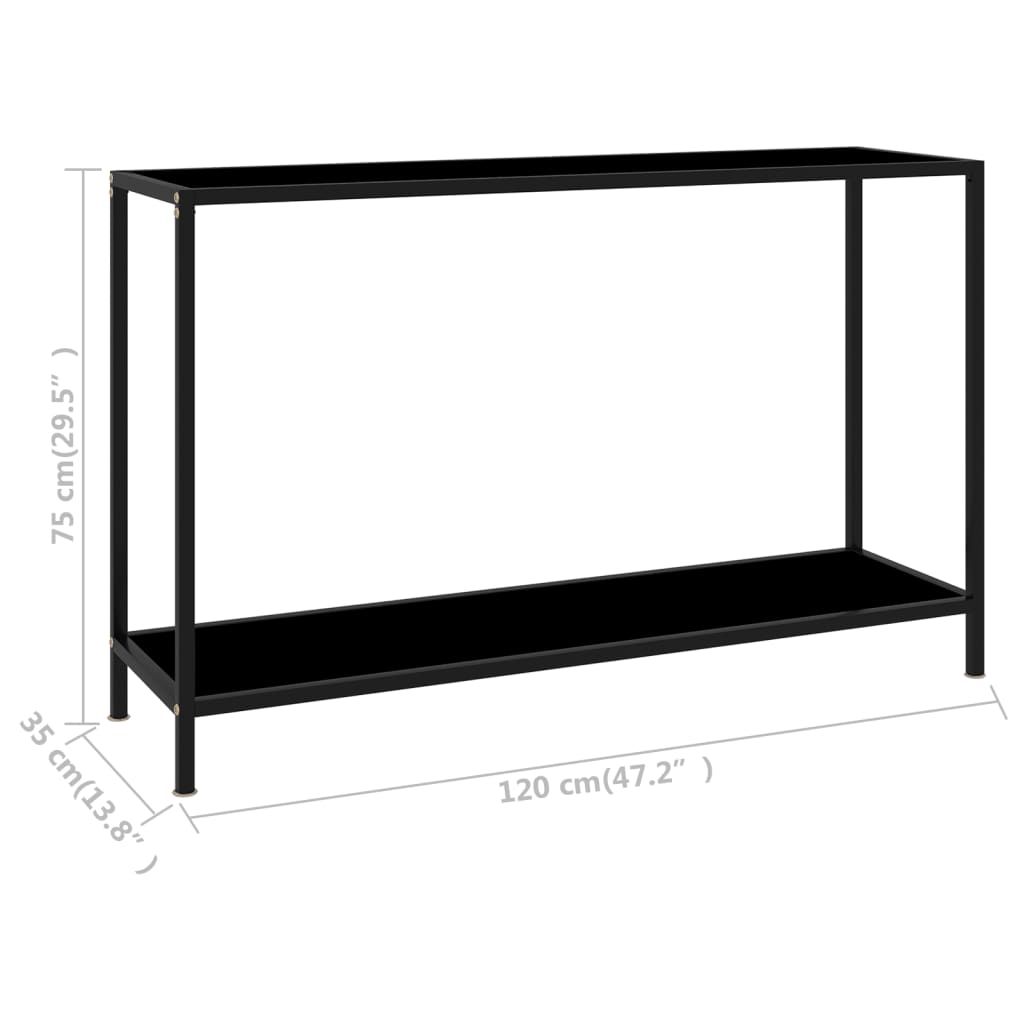 Konsolinis staliukas, juodas, 120x35x75cm, grūdintas stiklas - Namų Idėja