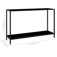 Konsolinis staliukas, juodas, 120x35x75cm, grūdintas stiklas - Namų Idėja
