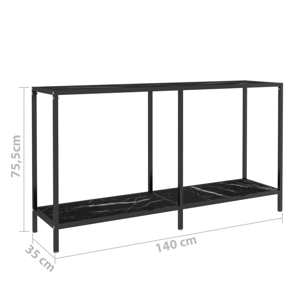 Konsolinis staliukas, juodas, 140x35x75,5cm, grūdintas stiklas - Namų Idėja