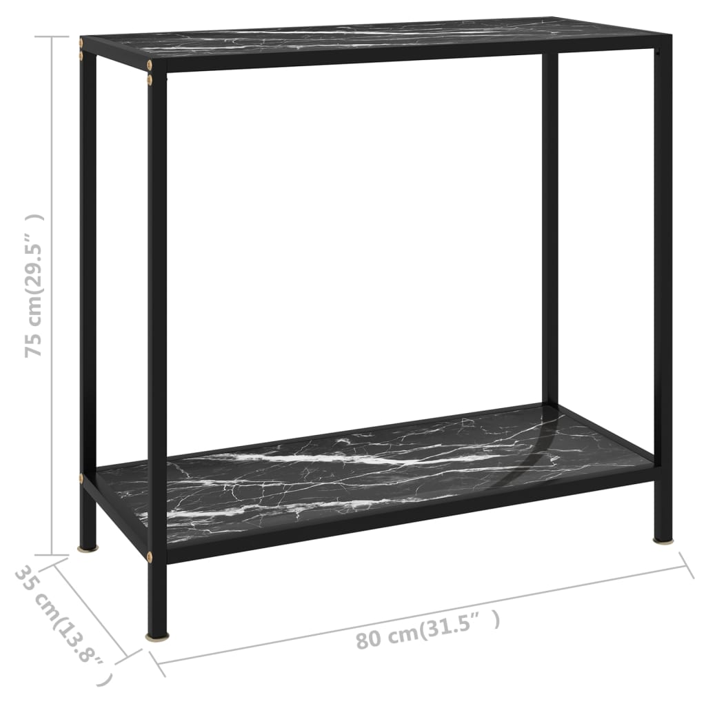 Konsolinis staliukas, juodas, 80x35x75cm, grūdintas stiklas - Namų Idėja