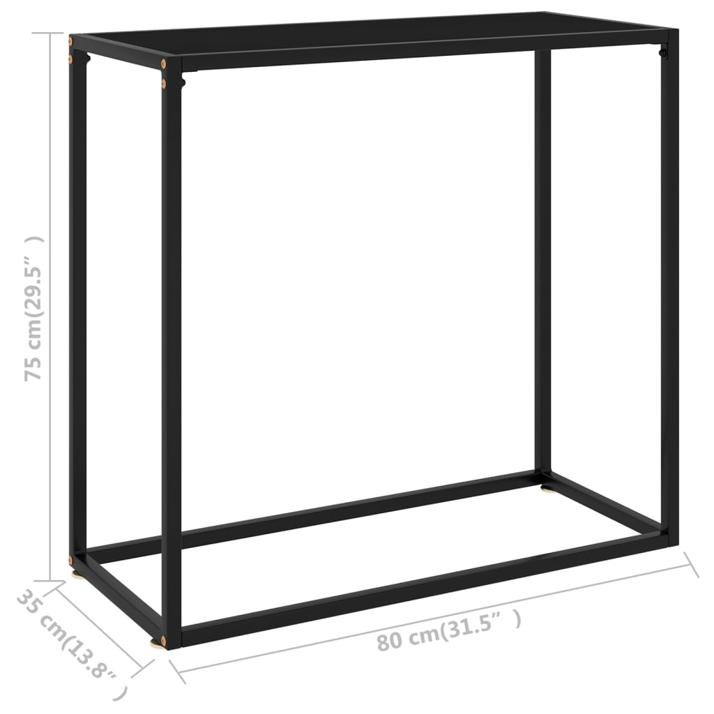 Konsolinis staliukas, juodas, 80x35x75cm, grūdintas stiklas - Namų Idėja
