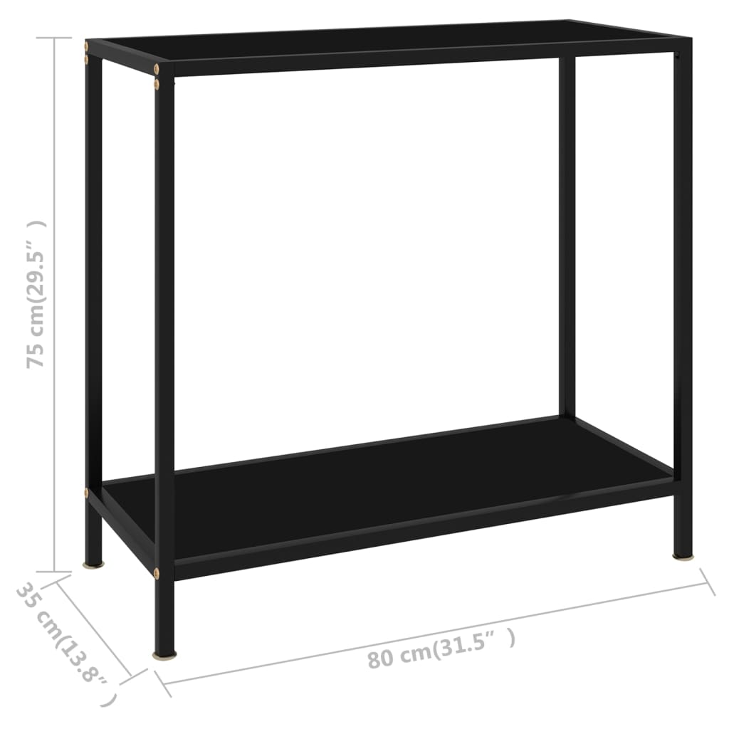 Konsolinis staliukas, juodas, 80x35x75cm, grūdintas stiklas - Namų Idėja