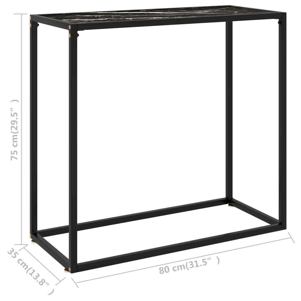 Konsolinis staliukas, juodas, 80x35x75cm, grūdintas stiklas - Namų Idėja