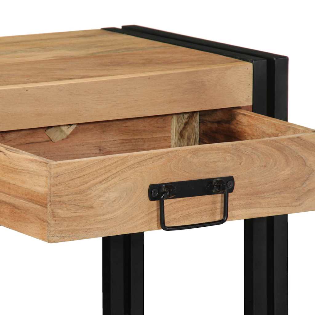 Konsolinis staliukas Juodas 90x33x75 cm Kietas akacijos medienos masyvas ir metalas - Namų Idėja