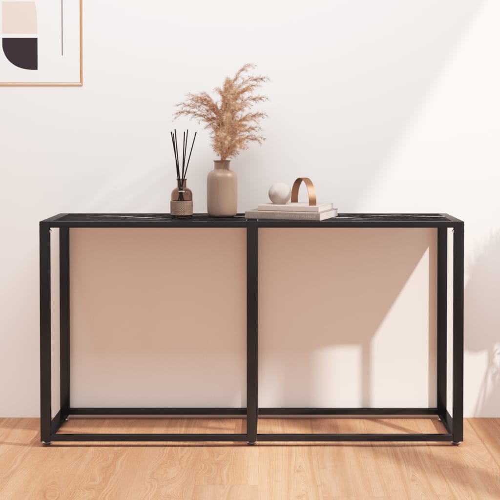 Konsolinis staliukas, juodo marmuro, 140x35x75,5cm, stiklas - Namų Idėja