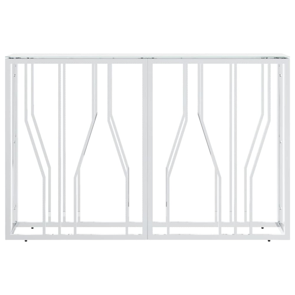 Konsolinis staliukas, sidabrinis, 110x30x70cm, plienas/stiklas - Namų Idėja